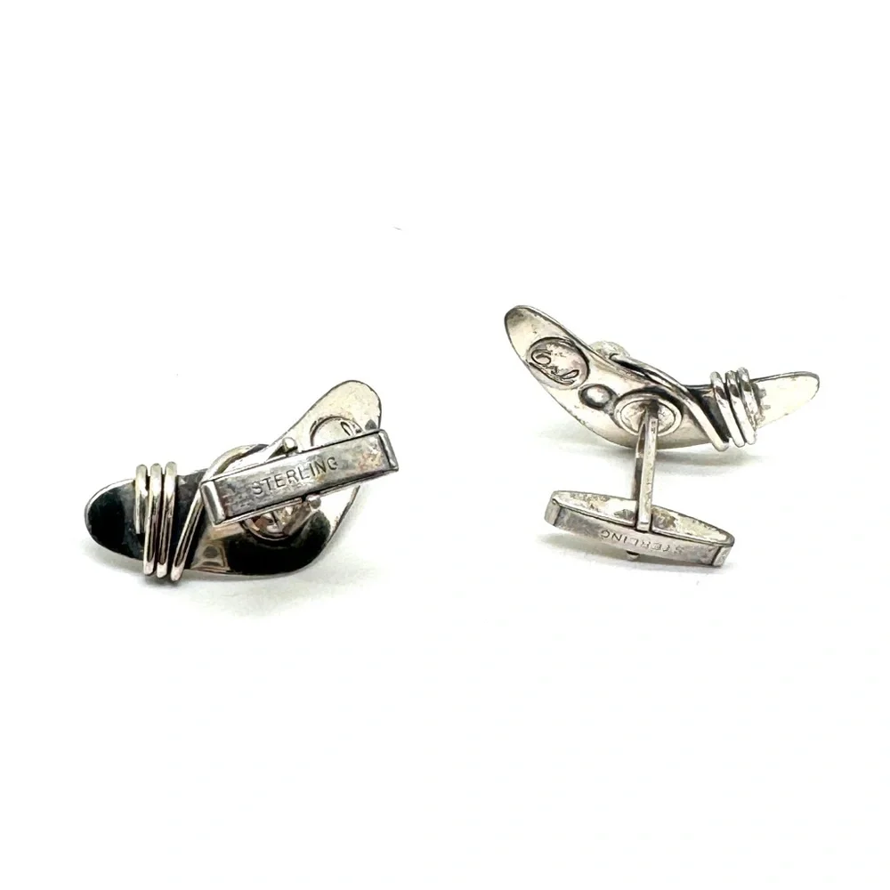 Rare Sterling Silver Modernist Cufflinks Otto Robert Bade Midcentury Vintage